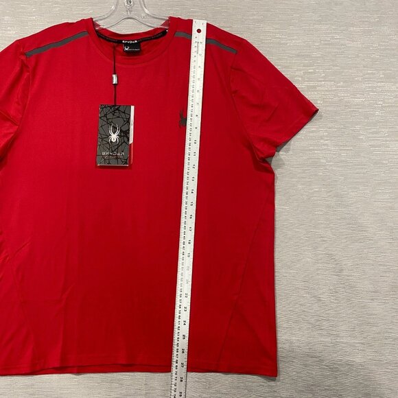 SPYDER Red T Shirt Mens Large Quick Dry Perforated Lightweight Short Sleeve Tee - Picture 9 of 12